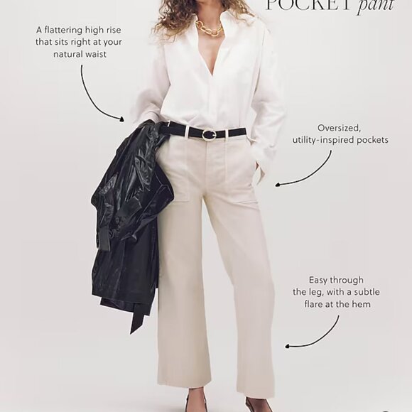 J Crew Wide Leg Camp Pant Wide Leg Ivory Sz 30 NWT #574 - Picture 6 of 12